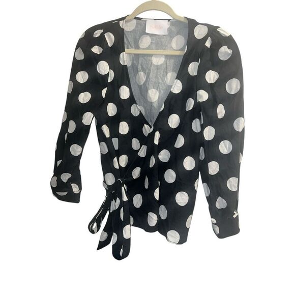 ✨Selkie Polka Dot Wrap Sz Large Blouse✨ - Picture 3 of 7
